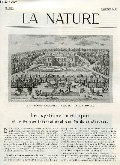 La nature n 3164 - Le systme mtrique et le Bureau international des Poids et Mesures par Moreau, La dyssymtrie des pleuronectes par Chabanaud, La grotte de Matharel par Balsan, La fuse optique  influence par Pierson, L'volution des toiles