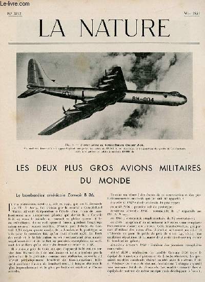 La nature n 3193 - Les deux plus gros avions militaires du monde par Laborderie, Icare et les petites plantes par Fournier, Les cramiques au titanate de baryum par Combrisson, La bombe  hydrogne par Anthoine, La vie errante des germons par Le Danois