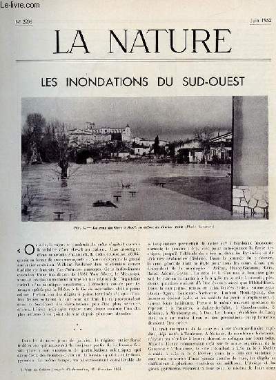 La nature n 3206 - Les inondations du sud-ouest par Wagret, L'aroport d'Orly par Lot, Nouveaux mdicaments contre la tuberculose par RM, L'industrie de l'acide sulfurique par Gurin, La culture des tissus animaux par Verne, Jardins alpins