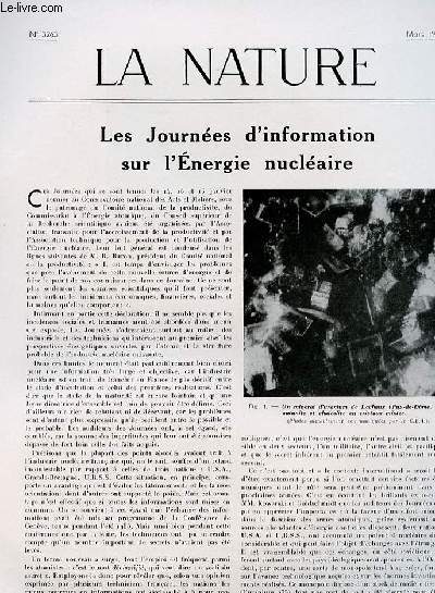 La nature n 3263 - Les journes d'information sur l'nergie nuclaire par Mriel, La pche lectrique en eau douce par Perruche, La conqute du Neguev par Gauroy, Les ractions entre solides par Bertrand, La voix des animaux marins, Le ptrole