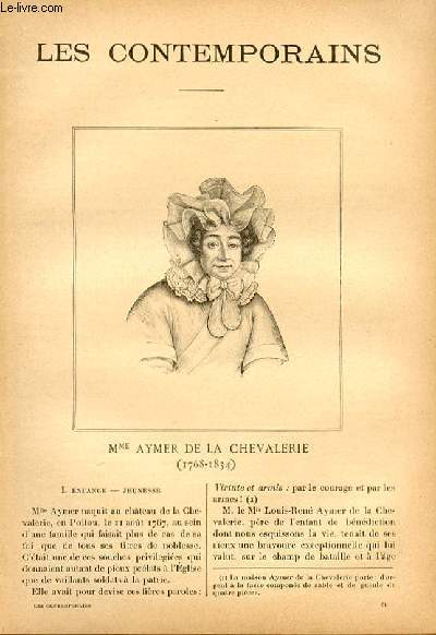 Mme Aymer de la Chevalerie (1768-1834). LES CONTEMPORAINS N61