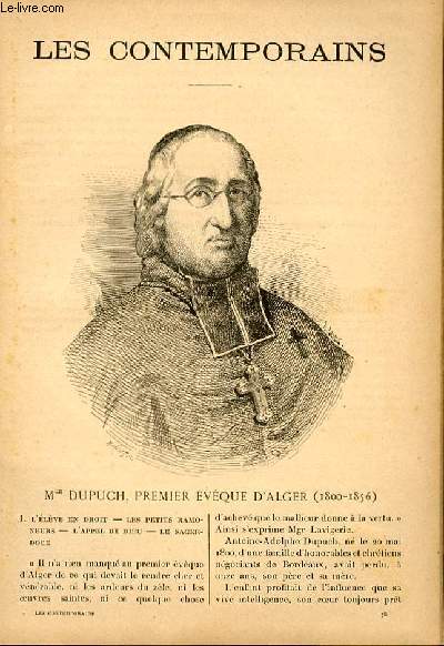Mgr Dupuch, premier vque d'Alger (1800-1856). LES CONTEMPORAINS N75