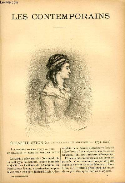 Elisabeth Seton (le catholicisme en Amrique - 1774-1821). LES CONTEMPORAINS N91