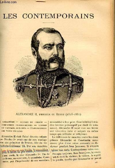 Alexandre II, empereur de Russie (1818-1881). LES CONTEMPORAINS N255