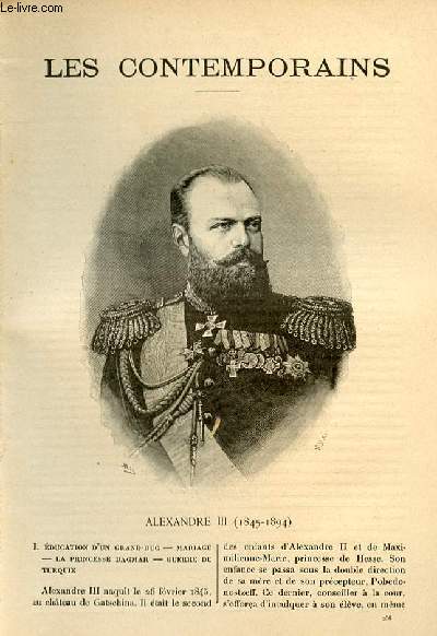 Alexandre III (1845-1894). LES CONTEMPORAINS N256