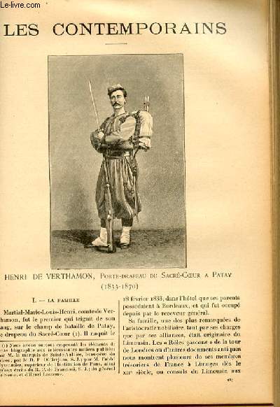 Henri de Verthamon, porte-drapeau du Sacr Coeur  Patay (1833-1870). LES CONTEMPORAINS N267
