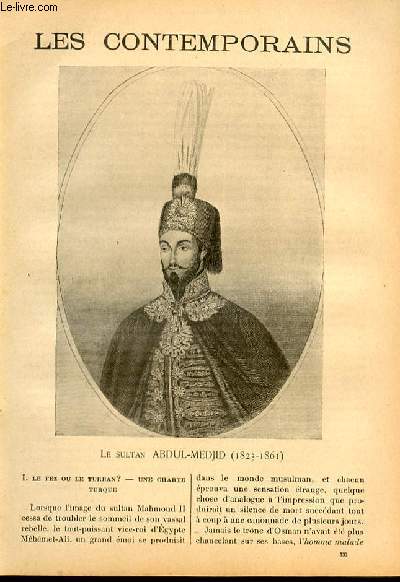 Le sultan Abdul-Medjid (1823-1861). LES CONTEMPORAINS N333
