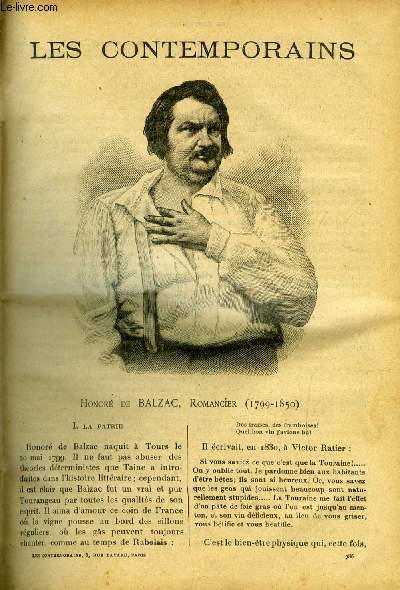 Honor de Balzac, romancier (1799-1850) LES CONTEMPORAINS N 786
