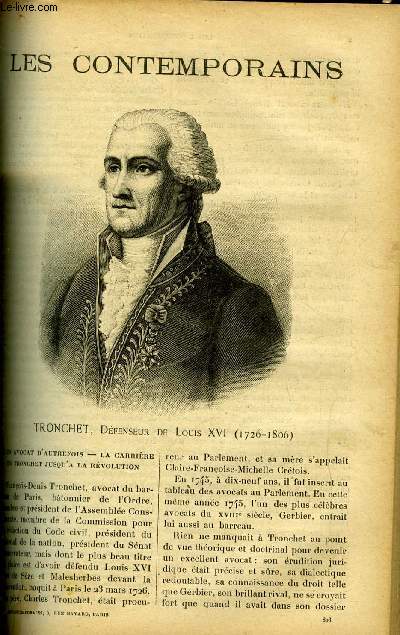 Tronchet, dfenseur de Louis XVI (1726-1806). LES CONTEMPORAINS N 806