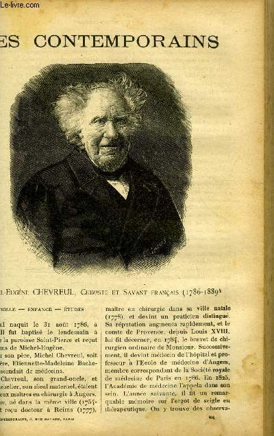 Michel Eugne Chevreul, chimiste et savant franais (1786-1889). LES CONTEMPORAINS N 824