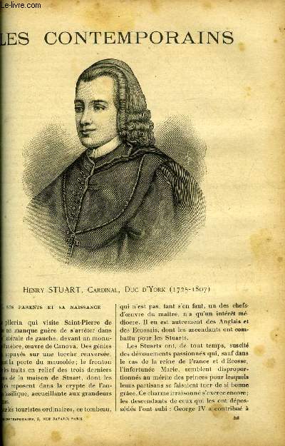 Henry Stuart, cardinal, duc d'York (1725-1807). LES CONTEMPORAINS N 826