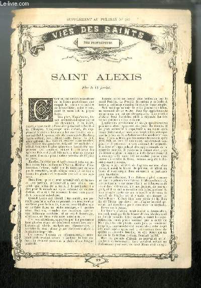 Vies des Saints n 22 - Saint Alexis - fte le 17 juillet