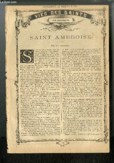 Vies des Saints n 42 - Saint Ambroise - fte le 7 novembre