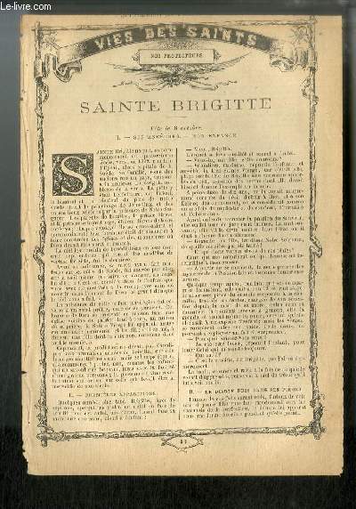 Vies des Saints n 43 - Sainte Brigitte - fte le 8 octobre - ses anctres, son enfance