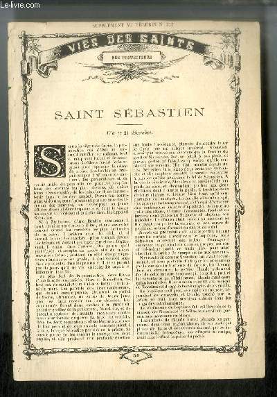 Vies des Saints n 51 - Saint Sbastien, fte le 21 dcembre