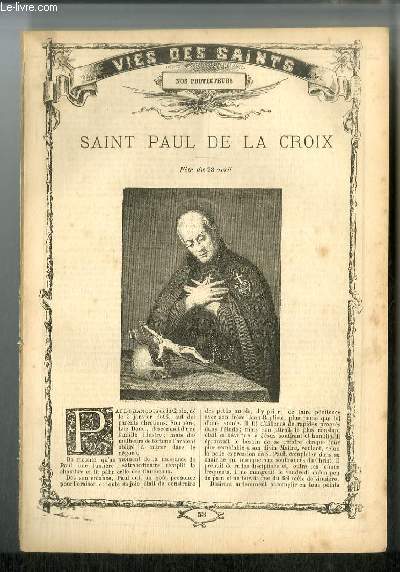 Vies des Saints n 53 - Saint Paul de La Croix, fte le 28 avril