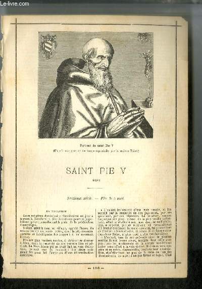 Vies des Saints n 116 - Saint Pie V, pape - seizime sicle - fte le 5 mai