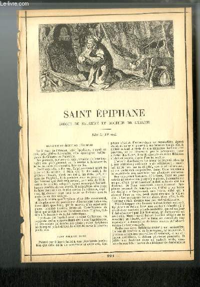 Vies des Saints n 221 - Saint Epiphane, vque de salamine et docteur de l'glise - fte le 12 mai