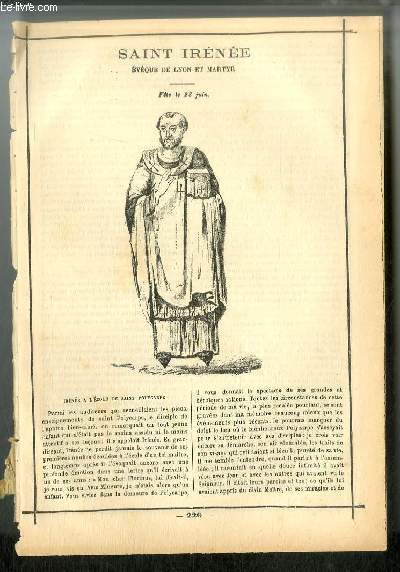 Vies des Saints n 229 - Saint Irne, vque de Lyon et martyr - fte le 28 juin