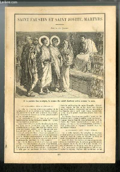 Vies des Saints n 262 - Saint Faustin et Saint Jovite, martyrs - fte le 15 fvrier
