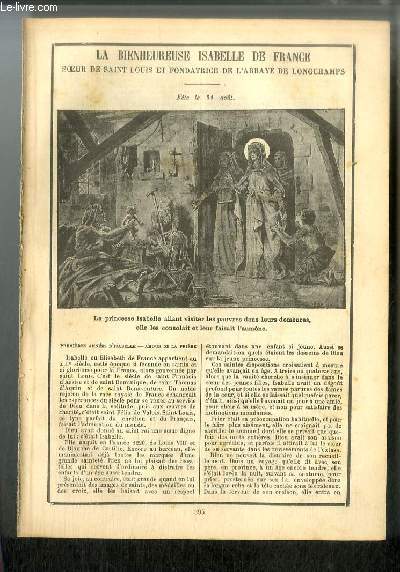 Vies des Saints n 395 - La bienheureuse Isabelle de France, soeur de Saint Louis et fondatrice de l'abbaye de Longchamps - fte le 31 aot
