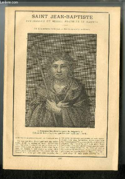 Vies des Saints n 436 - Saint Jean-Baptiste, prcurseur du messie, prophte et martyr - fte de sa naissance le 24 juin - fte de son martyr le 29 aot