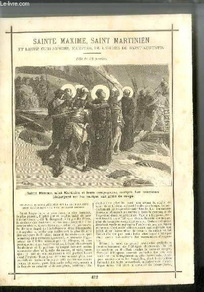 Vies des Saints n 472 - Sainte Maxime, Saint Martinien et leurs compagnons martyrs, de l'ordre de Saint-Augustin - fte le 16 octobre
