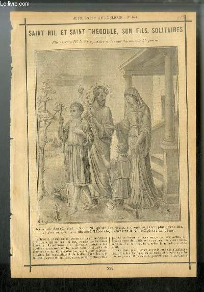 Vies des Saints n 519 - Saint Nil et Saint Thodule, son fils, solitaires - fte de saint Nil le 25 septembre et de saint Thodule le 23 janvier