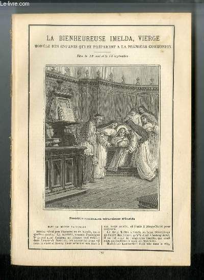 Vies des Saints n 587 - La bienheureuse Imelda, vierge, modle des enfants qui se prparent  la premire communion - fte le 12 mai et le 6 septembre