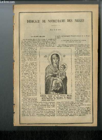 Vies des Saints n 651 - Ddicace a Notre-Dame des Neiges - fte le 5 aot - Saint Venance, vque de Viviers - fte le 5 aot