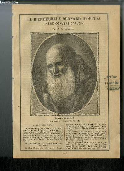 Vies des Saints n 657 - Le bienheureux Bernard d'Offida, frre convers capucin - fte le 11 septembre