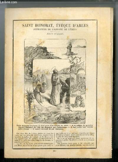 Vies des Saints n 681 - Saint Honorat, vque d'Arles, fondateur de l'abbaye de Lrins - fte le 16 janvier