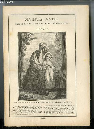 Vies des Saints n 702 - Sainte Anne, mre de la vierge Marie de qui est n Jsus Christ - fte le 26 juillet