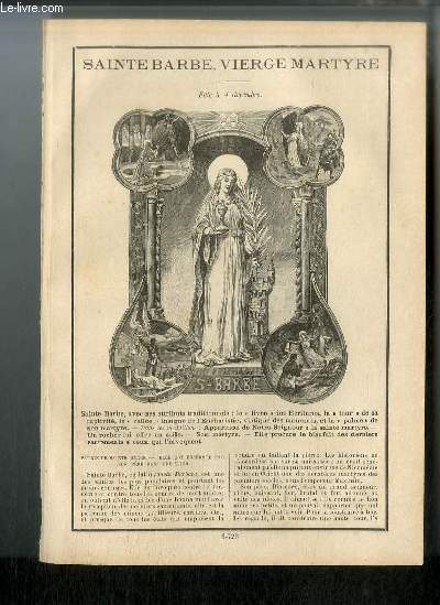 Vies des Saints n 723 - Sainte Barbe, vierge martyre - fte le 4 dcembre