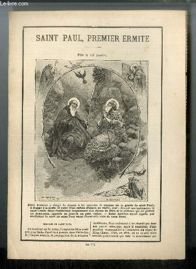Vies des Saints n 779 - Saint Paul, premier ermite - fte le 15 janvier