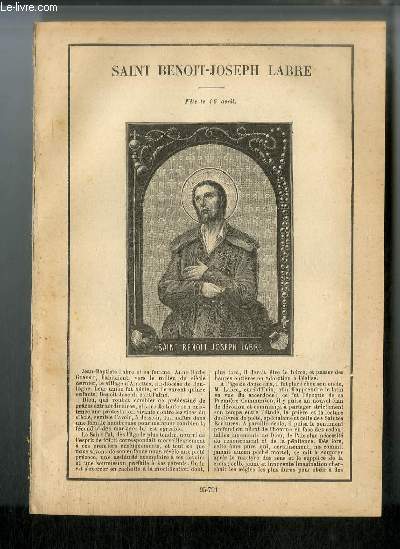 Vies des Saints n 791 - Saint Benoit-Joseph Labre - fte le 16 avril
