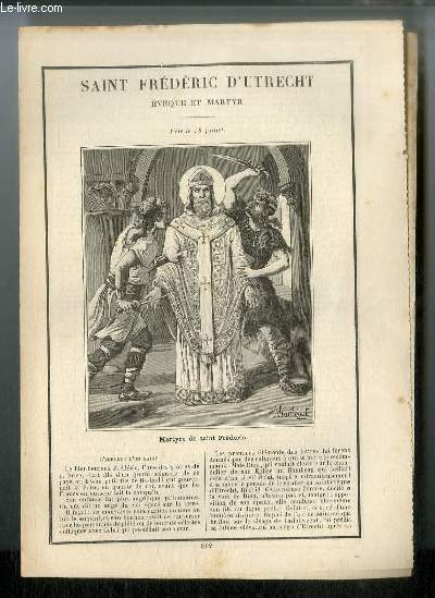 Vies des Saints n 802 - Saint Frdric d'Utrecht, vque et martyr - fte le 18 juillet