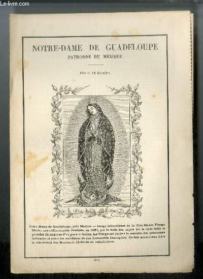 Vies des Saints n 823 - Notre-Dame de Gaudeloupe, patronne du Mexique - fte le 12 dcembre