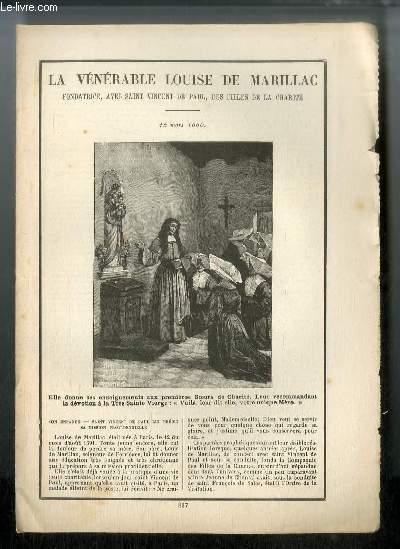 Vies des Saints n 837 - La vnrable Louise de Marillac, fondatrice, avec Saint Vincent de Paul, des Filles de la charit - fte le 15 mars 1660