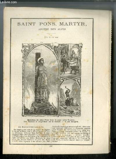 Vies des Saints n 845 - Saint Pons, martyr, aptre des Alpes - fte le 14 mai