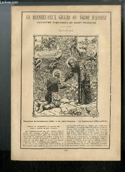 Vies des Saints n 894 - Le bienheureux Gilles ou Egide d'assise, troisime compagnon de Saint Franois - fte le 23 avril