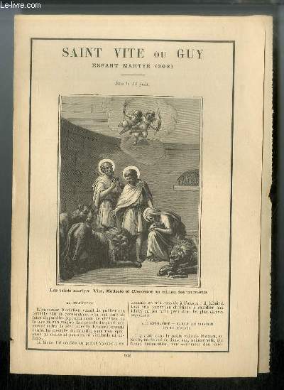 Vies des Saints n 902 - Saint Vite ou Guy, enfant martyr (303) - fte le 15 juin