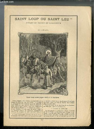 Vies des Saints n 908 - Saint Loup ou Saint Leu, vque de Troyes et confesseur - fte le 29 juillet