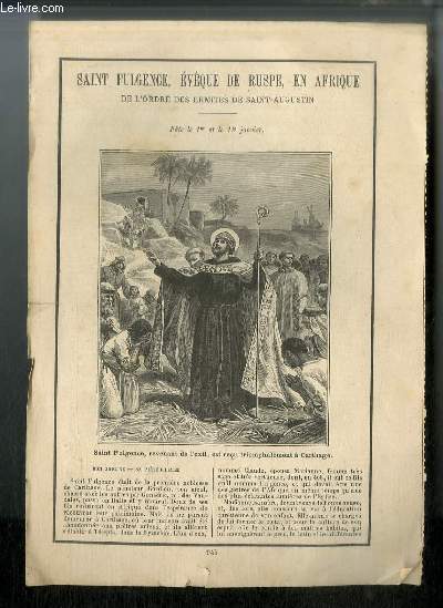 Vies des Saints n 945 - Saint Fulgence, vque de Ruspe, en Afrique, de l'ordre des ermites de Saint-Augustin - fte le 1er et le 19 janvier