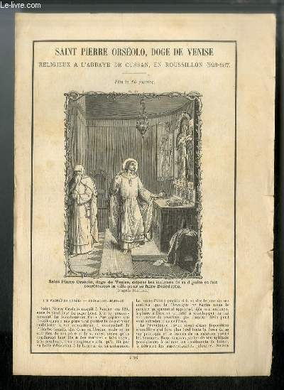 Vies des Saints n 946 - Saint Pierre Orsolo, doge de Venise, religieux  l'abbaye de Cussan, en Roussillon (928-987) - fte le 10 janvier