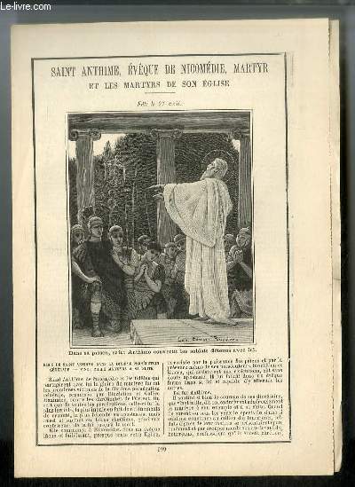Vies des Saints n 999 - Saint Anthime, vque de Nicomdie, martyr, et les martyrs de son glise - fte le 27 avril