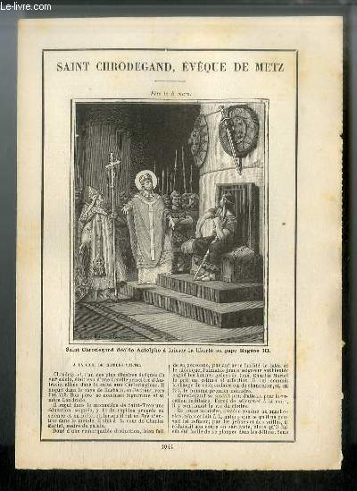 Vies des Saints n 1044 - Saint Chrodegand, vque de Metz - fte le 6 mars
