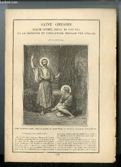 Vies des Saints n 1094 - Saint Onsime, esclave converti, disciple de Saint Paul, ou la question de l'esclavage rsolue par l'glise - fte le 16 fvrier