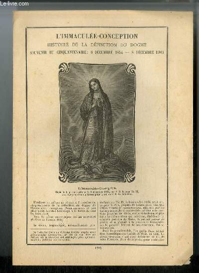 Vies des Saints n 1292 - L'Immacule-Conception, histoire de la dfinition du Dogme - souvenir du cinquantenaire : 8 dcembre 1854 - 8 dcembre 1904