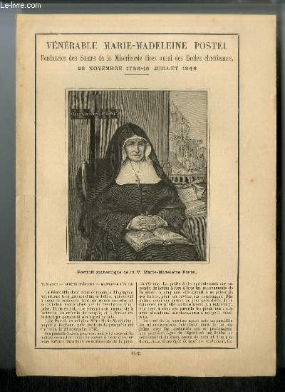Vies des Saints n 1415 - Vnrable Marie-Madeleine Postel, fondatrice des Soeurs de la Misricorde dites aussi des coles chrtiennes - 28 novembre 1756 - 16 juillet 1846